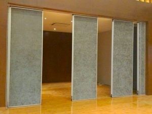 Interior Kayu Partisi Kantor Dinding / Spons Kain Permukaan Geser Pembatas Ruangan Akustik