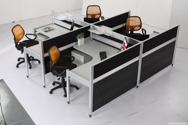 Partisi Perabot Kantor Komersial untuk Empat Orang / Meja Komputer Kayu