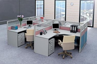 Partisi Perabot Kantor Komersial untuk Empat Orang / Meja Komputer Kayu