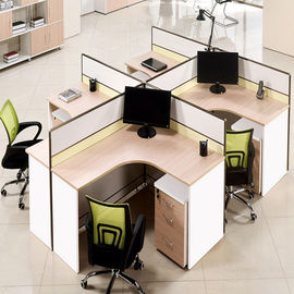Open L Shape Call Center 4 Orang Office Cubicle Ukuran 1200 * 600 * 1200 Mm