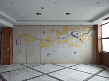 Runtuh Lukisan Lanskap Kulit Dinding Partisi Bergerak Kayu Untuk Hotel