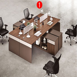 Partisi Perabot Kantor Workstation Empat Orang / Aluminium Meja Kantor Cubicle Dengan Ekstensi Sisi