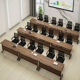 Meja Ruang Pelatihan Kelas Kayu / Puncak Meja Konferensi Lipat Dengan Roda