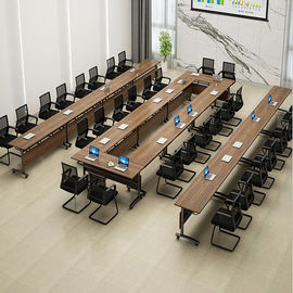 Meja Ruang Pelatihan Kelas Kayu / Puncak Meja Konferensi Lipat Dengan Roda