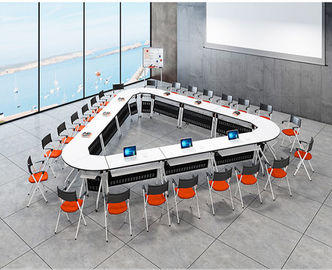 Kayu Bergulir Lipat Meja Ruang Konferensi / Perabot Kantor Sekolah