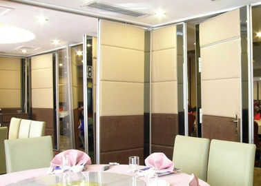 Ebunge Aluminium Movable Partisi Sooden Sliding Folding Wall Dengan Sponge Lembut PU Kulit Cover Untuk Restaurant