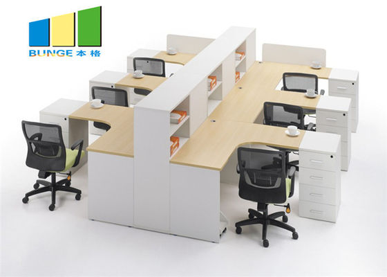 Meja Komersial 4 Kursi Cubicle Meja Modern Modular Office Workstation Cabinet Office Furniture