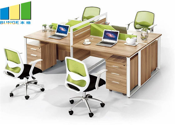 Meja Komersial 4 Kursi Cubicle Meja Modern Modular Office Workstation Cabinet Office Furniture