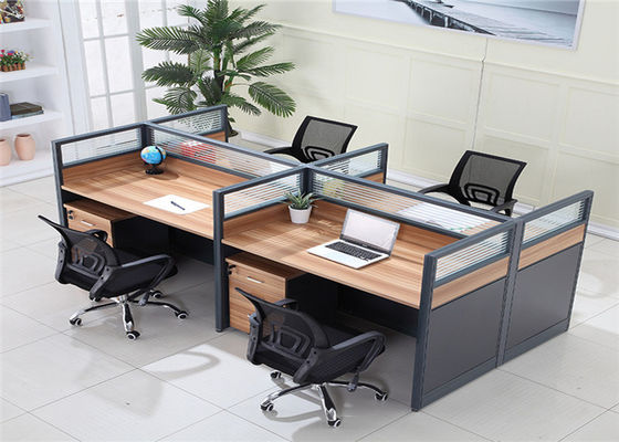 Kursi Kantor Jala Panel MFC Tipe Modern Dengan Roda Cubicle Meja Kantor 4 Kursi Kantor Workstation