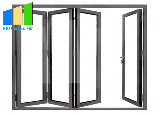 Thermal Break Double Glass Aluminium Folding Patio Glass Door Untuk Ruang Rapat