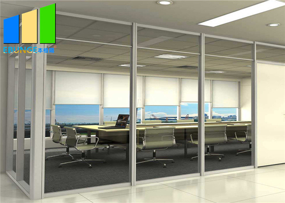 Pembagi Ruang Interior Bingkai Aluminium Dinding Partisi Kaca Tunggal Untuk Ruang Rapat Kantor