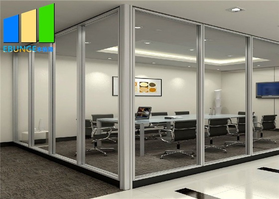 Interior Room Divider Bingkai Aluminium Dinding Partisi Kaca Tunggal Untuk Ruang Rapat Kantor