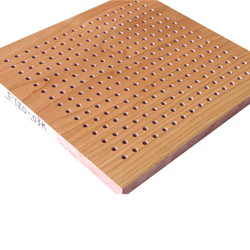 Natural Wood Veneer Perforated Acoustic Panels Hotel Sound Proof Wall Board