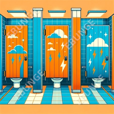 Lantai Anti Graffiti Tekanan Laminasi Hinged Banyo Partisi