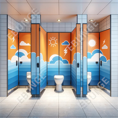 Lantai Anti Graffiti Tekanan Laminasi Hinged Banyo Partisi