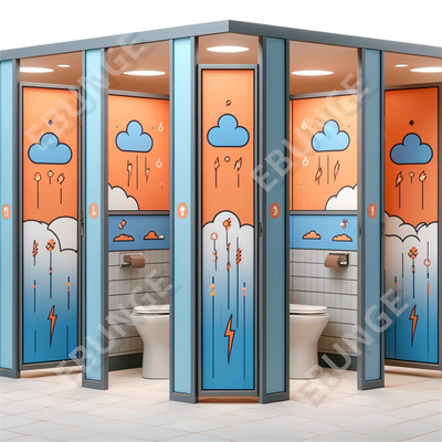 Lantai Anti Graffiti Tekanan Laminasi Hinged Banyo Partisi