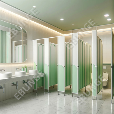 Tahan goresan dan mudah dibersihkan 1/2 Inch 1950mm Toilet Partition Wall dengan Pintu Hinged