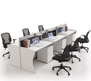 Furniture Kontemporer Modular Partisi Kantor Workstation Cubicle Untuk 6 Kursi
