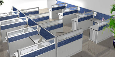 Furniture Kontemporer Modular Partisi Kantor Workstation Cubicle Untuk 6 Kursi