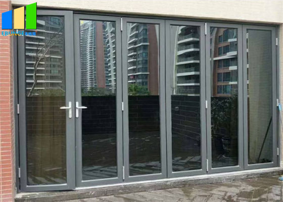 Kaca Luar Ruangan Rendah E Coated Bifold Aluminium Folding Glass Doors