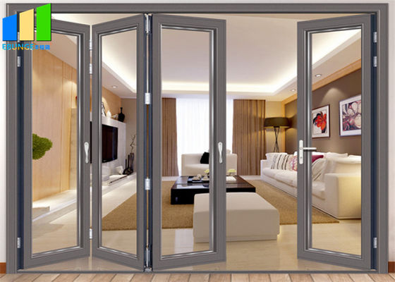 Kaca Luar Ruangan Rendah E Coated Bifold Aluminium Folding Glass Doors