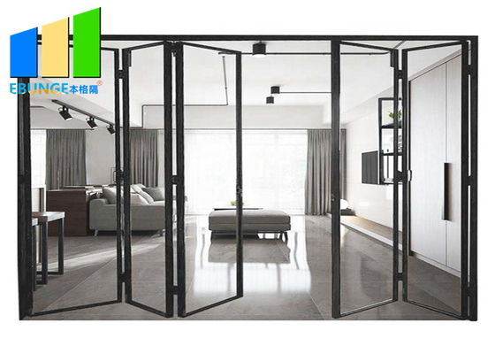 Low - E Glass Accordion Balcony Custom Bi Fold Aluminium Glass Doors Untuk Beranda