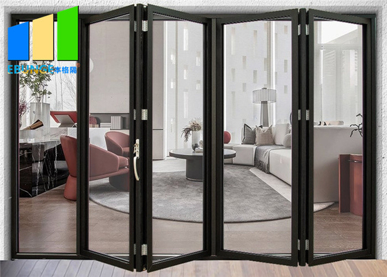 Pintu Kaca Lipat Aluminium Tahan Angin Untuk Apartemen Dengan Kaca Berlapis Ganda
