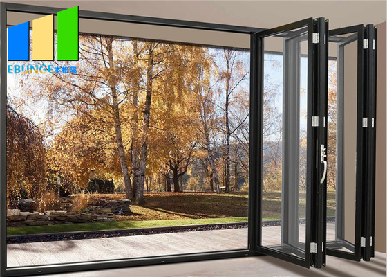 Pintu Kaca Lipat Aluminium Tahan Angin Untuk Apartemen Dengan Kaca Berlapis Ganda