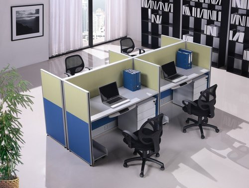 Dinding Partisi Kantor Kayu yang Elegan 6 Meja Kerja Kantor Staf